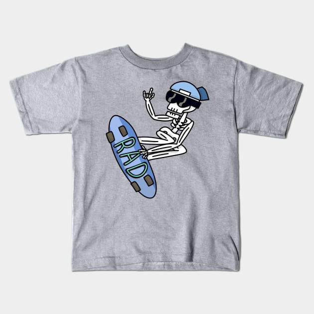 Skateboard Skeleton Kids T-Shirt by Jamtastic